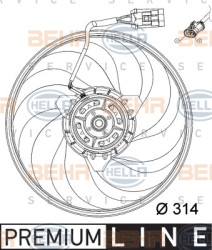 8EW 351 034-421 Ventilátor chladenia motora BEHR HELLA SERVICE *** PREMIUM LINE *** HELLA