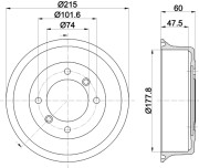 8DT 355 302-041 Brzdový bubon HELLA