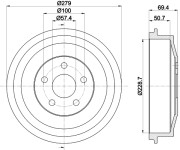 8DT 355 303-101 Brzdový bubon HELLA