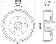 8DT 355 303-401 Brzdový bubon HELLA