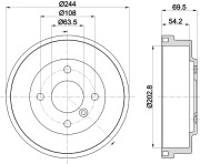 8DT 355 303-421 Brzdový bubon HELLA