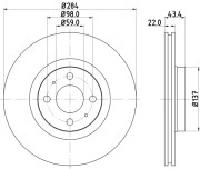 8DD 355 102-391 Brzdový kotúč PRO HELLA