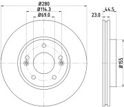 8DD 355 131-361 Brzdový kotúč PRO Carbonic Black HELLA