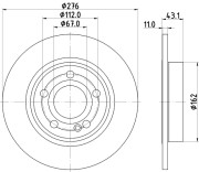 8DD 355 133-061 Brzdový kotúč PRO HELLA