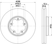 8DD 355 133-161 Brzdový kotúč PRO HELLA