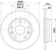 8DD 355 134-781 Brzdový kotúč PRO HELLA