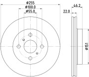 8DD 355 134-981 Brzdový kotúč PRO HELLA