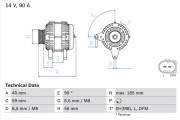 0 986 044 380 Alternátor BOSCH