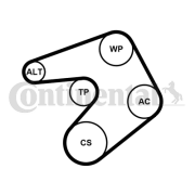 6PK1205WP1 Vodné čerpadlo + sada klinového remeňa CONTINENTAL CTAM