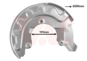 5814371 prachový štít předního brzdového kotouče o průměru 256mm (průměr= 280/100 mm) pro systémy ATE, Mando (ŠKODA, VW...)  L 5814371 VAN WEZEL