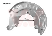 5814372 prachový štít předního brzdového kotouče o průměru 256mm (průměr= 280/100 mm) pro systémy ATE, Mando (ŠKODA, VW...)  P 5814372 VAN WEZEL