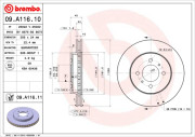 09.A116.11 Brzdový kotúč COATED DISC LINE BREMBO