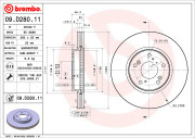 09.D280.11 Brzdový kotúč COATED DISC LINE BREMBO