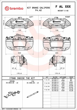 F AL A12 Sada brzd. strmeňov pre nápravu STANDARD KIT BREMBO