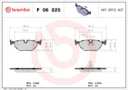 P 06 025 Sada brzdových platničiek kotúčovej brzdy PRIME LINE BREMBO