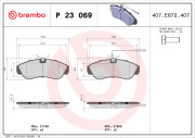 P 23 069 Sada brzdových platničiek kotúčovej brzdy PRIME LINE BREMBO