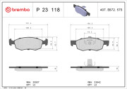 P 23 118 Sada brzdových platničiek kotúčovej brzdy PRIME LINE BREMBO