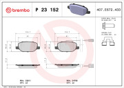 P 23 152 Sada brzdových platničiek kotúčovej brzdy PRIME LINE BREMBO