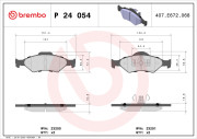 P 24 054 Sada brzdových platničiek kotúčovej brzdy PRIME LINE BREMBO