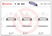 P 30 042 Sada brzdových platničiek kotúčovej brzdy PRIME LINE BREMBO
