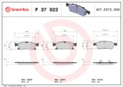P 37 022 Sada brzdových platničiek kotúčovej brzdy PRIME LINE BREMBO