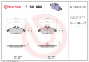 P 50 080 Sada brzdových platničiek kotúčovej brzdy PRIME LINE BREMBO