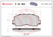 P 54 002 Sada brzdových platničiek kotúčovej brzdy PRIME LINE BREMBO