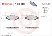 P 56 038 Sada brzdových platničiek kotúčovej brzdy PRIME LINE BREMBO