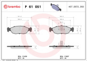 P 61 051 Sada brzdových platničiek kotúčovej brzdy PRIME LINE BREMBO