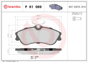 P 61 069 Sada brzdových platničiek kotúčovej brzdy PRIME LINE BREMBO