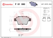 P 61 080 Sada brzdových platničiek kotúčovej brzdy PRIME LINE BREMBO