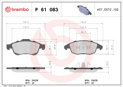 P 61 083 Sada brzdových platničiek kotúčovej brzdy PRIME LINE BREMBO