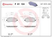 P 61 104 Sada brzdových platničiek kotúčovej brzdy PRIME LINE BREMBO