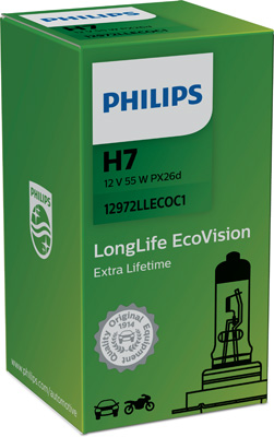 12972LLECOC1 žiarovka H7 12V 55W LongLife EcoVision-4x dlhšia životnosť (pätica PX26d) PHILIPS 12972LLECOC1 PHILIPS