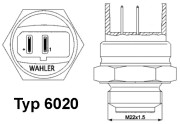 6020.95D Teplotný spínač ventilátora chladenia BorgWarner (Wahler)