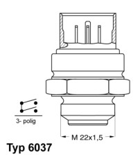 6037.95D Teplotný spínač ventilátora chladenia BorgWarner (Wahler)