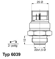 6039.95D Teplotný spínač ventilátora chladenia BorgWarner (Wahler)