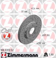 100.3313.52 Brzdový kotúč SPORT BRAKE DISC COAT Z ZIMMERMANN