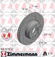 150.1279.52 Brzdový kotúč SPORT BRAKE DISC COAT Z ZIMMERMANN