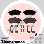 24306.205.2 Sada brzdových platničiek kotúčovej brzdy ZIMMERMANN