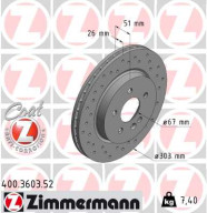 400.3603.52 Brzdový kotúč SPORT BRAKE DISC COAT Z ZIMMERMANN