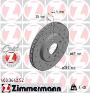 400.3642.52 Brzdový kotúč SPORT BRAKE DISC COAT Z ZIMMERMANN