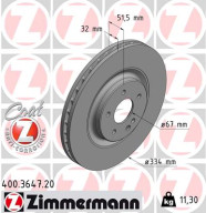 400.3647.20 Brzdový kotúč COAT Z ZIMMERMANN