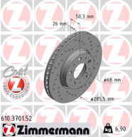 610.3701.52 Brzdový kotúč SPORT BRAKE DISC COAT Z ZIMMERMANN