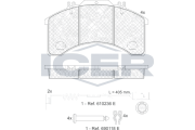 151042-110 Sada brzdových platničiek kotúčovej brzdy ICER