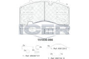 151830 Sada brzdových platničiek kotúčovej brzdy ICER