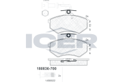 180836-700 Sada brzdových platničiek kotúčovej brzdy ICER