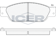 181560 Sada brzdových platničiek kotúčovej brzdy ICER
