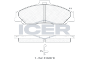 181580 Sada brzdových platničiek kotúčovej brzdy ICER