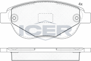 182011 Sada brzdových platničiek kotúčovej brzdy ICER